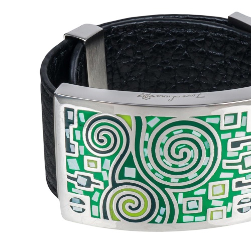 Браслет Fiore Luna на кожаном черном ремешке фото 4